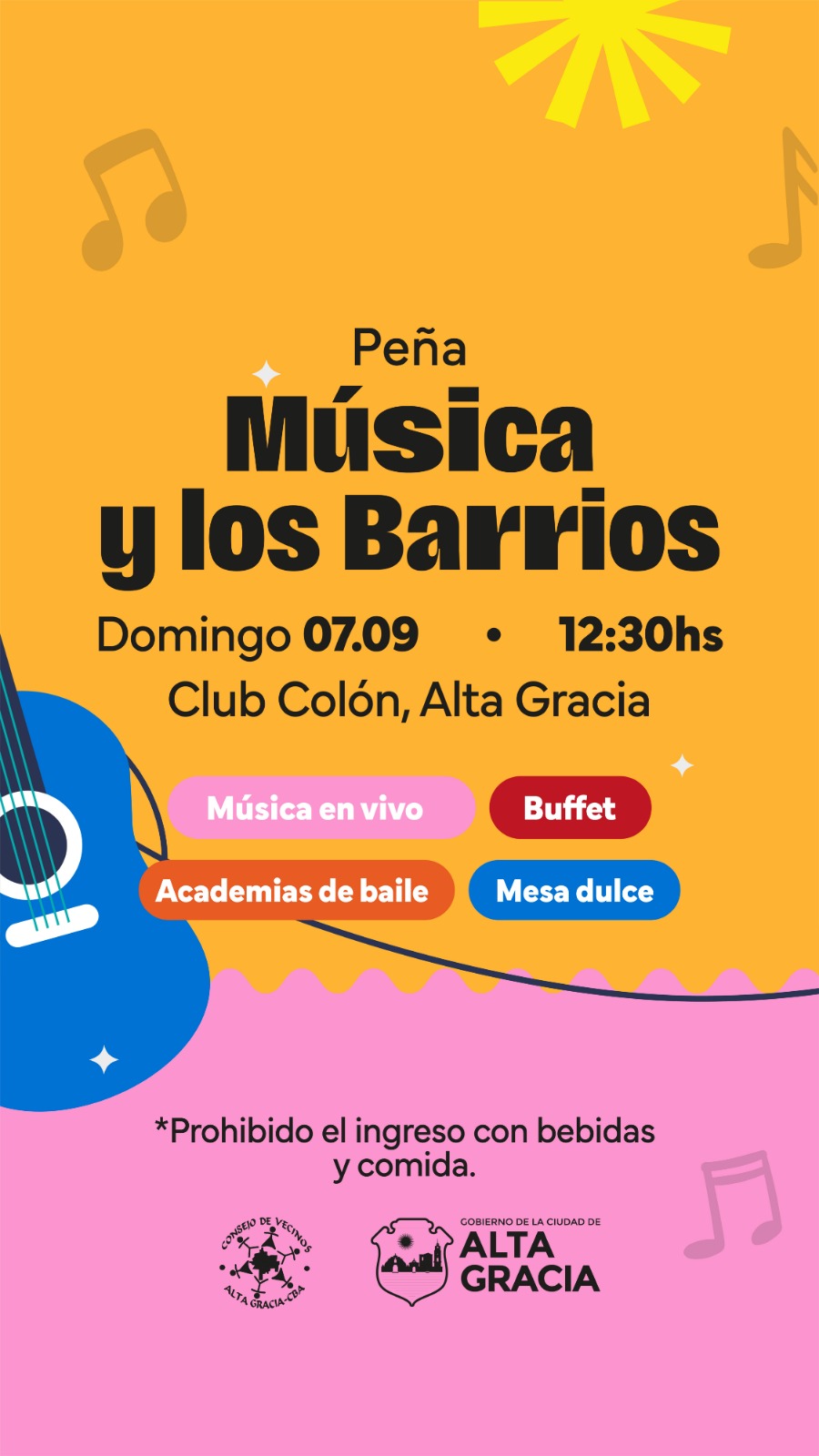 Este domingo llega la gran peña solidaria “La Música y los Barrios” en Alta Gracia