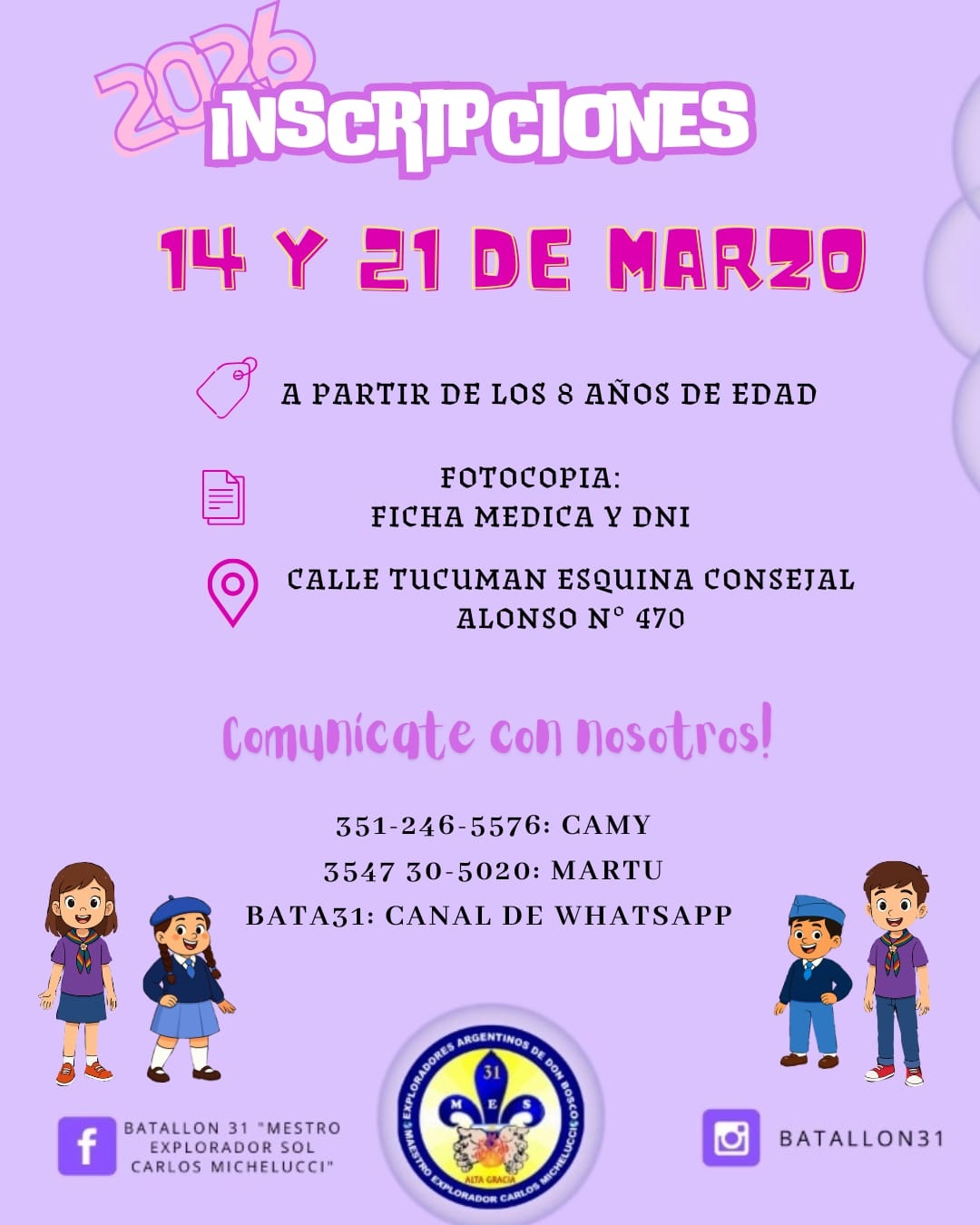 Inscripciones 2026 EXPLORADORES DE DON BOSCO