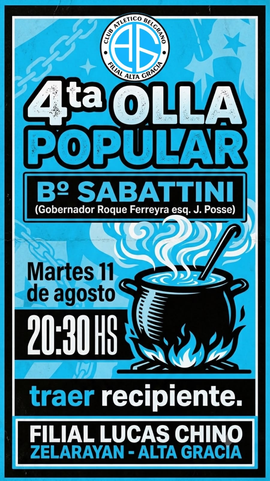 La Filial “Lucas Chino Zelarayán” organiza su 4ta Olla Popular en Alta Gracia
